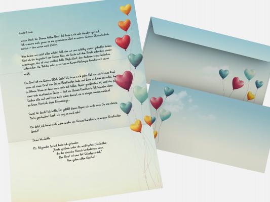 Love is in the Air Letter Paper – A4 Heart Balloon Stationery